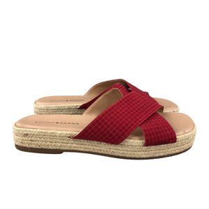 Lucky Brand Women's Size 9M Gayte Red Slip On Espadrille Flats Sandals BRAZIL